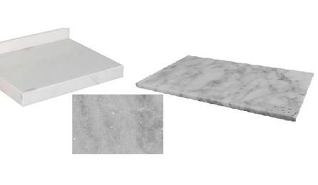 Foto do insumo SINAPI 11692 — BANCADA/ BANCA/ BALCAO/ TAMPO EM MARMORE BRANCO COMUM, POLIDO, LISO, ACABAMENTO 