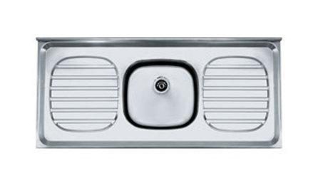 Foto do insumo SINAPI 1748 — BANCADA/BANCA/PIA DE ACO INOXIDAVEL (AISI 430) COM 1 CUBA CENTRAL, COM VALVULA, 