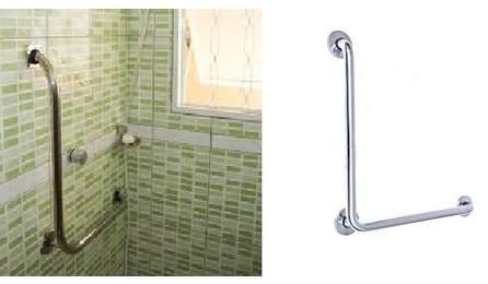 BARRA DE APOIO EM "L", EM ACO INOX POLIDO 70 X 70 CM, DIAMETRO MINIMO 3 CM