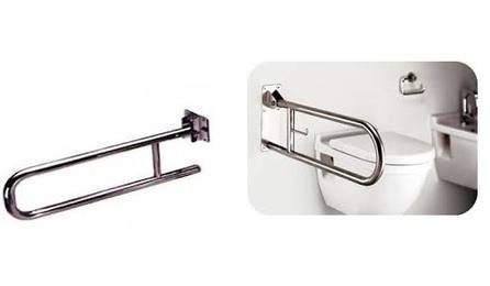 BARRA DE APOIO LATERAL ARTICULADA, COM TRAVA, EM ACO INOX POLIDO, 70 CM, DIAMETRO MINIMO 3 CM