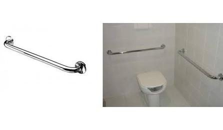 BARRA DE APOIO RETA, EM ACO INOX POLIDO, COMPRIMENTO 80CM, DIAMETRO MINIMO 3 CM