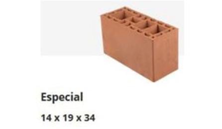 Foto do insumo SINAPI 38603 — BLOCO ESTRUTURAL CERAMICO DE 14 X 19 X 34 CM (L X A X C) E 6,0 MPA
