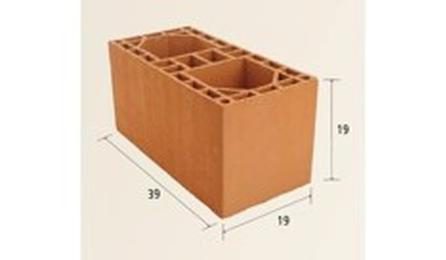 Foto do insumo SINAPI 34591 — BLOCO ESTRUTURAL CERAMICO DE 19 X 19 X 39 CM (L X A X C) E 6,0 MPA