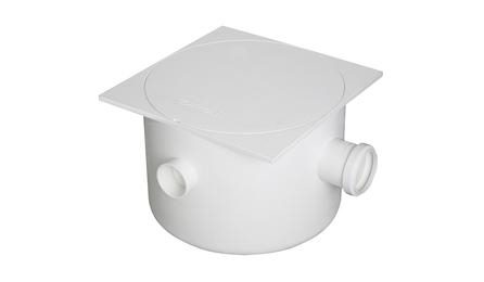 Foto do insumo SINAPI 11880 — CAIXA SIFONADA PVC, 250 X 230 X 75 MM, COM TAMPA CEGA QUADRADA, BRANCA