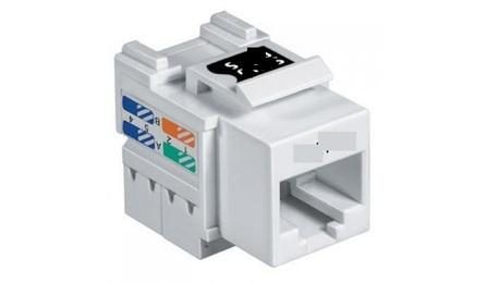Foto do insumo SINAPI 39601 — CONECTOR / TOMADA FEMEA RJ 45, CATEGORIA 6 (CAT 6) PARA CABOS