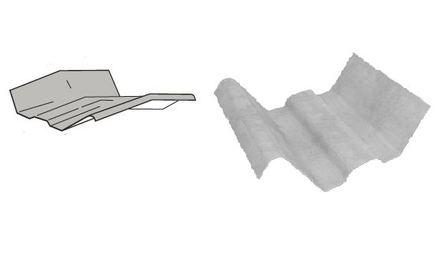 Foto do insumo SINAPI 7216 — CUMEEIRA NORMAL PARA TELHA ESTRUTURAL DE FIBROCIMENTO 2 ABAS, E = 6 MM, DE 1050 