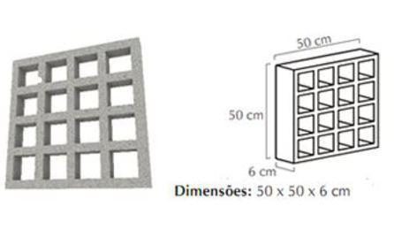 Foto do insumo SINAPI 10577 — ELEMENTO VAZADO DE CONCRETO, QUADRICULADO, 25 FUROS *50 X 50 X 5* CM
