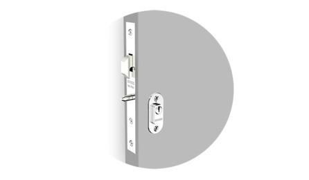 Foto do insumo SINAPI 43612 — FECHADURA BICO DE PAPAGAIO PARA PORTA DE CORRER EXTERNA, EM ACO INOX COM ACABAME