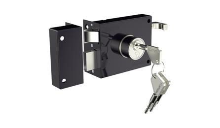 Foto do insumo SINAPI 38155 — FECHADURA DE SOBREPOR PARA PORTAO, EM ACO INOX COM ACABAMENTO CROMADO, CAIXA DE 