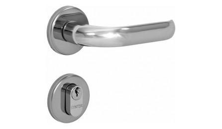 Foto do insumo SINAPI 38151 — FECHADURA ROSETA REDONDA PARA PORTA EXTERNA, EM ACO INOX (MAQUINA, TESTA E CONTR