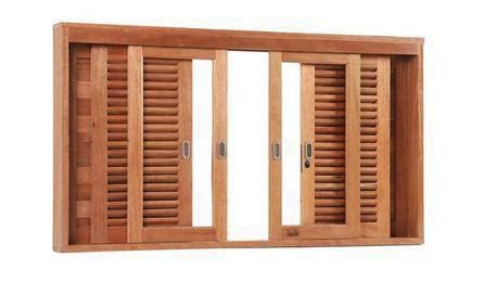 Foto do insumo SINAPI 40660 — JANELA DE 6 FOLHAS DE CORRER EM MADEIRA IMBUIA/CEDRO ARANA/CEDRO ROSA OU EQUIVAL