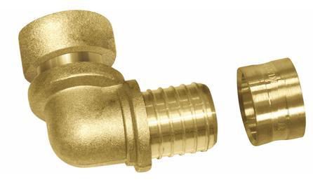 JOELHO/COTOVELO 90 GRAUS, ROSCA FEMEA MOVEL, METALICO, PARA CONEXAO COM ANEL DESLIZANTE, DN 20 MM X 3/4", EM TUBO PEX PARA INST. AGUA QUENTE/FRIA