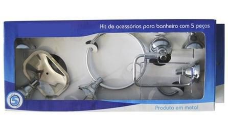 Foto do insumo SINAPI 39398 — KIT DE ACESSORIOS PARA BANHEIRO EM METAL CROMADO, 5 PECAS