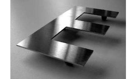 Foto do insumo SINAPI 10853 — LETRA ACO INOX (AISI 304), CHAPA NUM. 22, RECORTADO, H= 20 CM (SEM RELEVO)