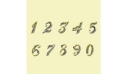 Foto do insumo SINAPI 38175 — NUMERO / ALGARISMO PARA RESIDENCIA (FACHADA), EM ZAMAC, COM ALTURA DE APROX *45*