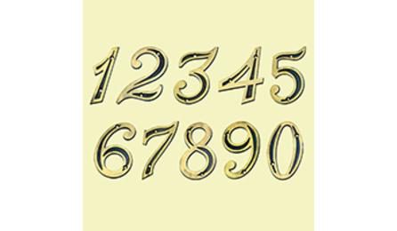 Foto do insumo SINAPI 38176 — NUMERO / ALGARISMO PARA RESIDENCIA (FACHADA), EM ZAMAC, COM ALTURA DE APROX 125 