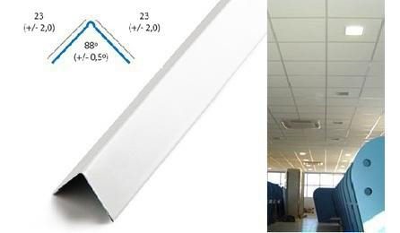 Foto do insumo SINAPI 39572 — PERFIL TIPO CANTONEIRA EM L, EM ACO GALVANIZADO, BRANCO, PARA FORRO REMOVIVEL, *