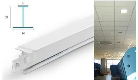 Foto do insumo SINAPI 39569 — PERFIL TRAVESSA (SECUNDARIO), T CLICADO, EM ACO GALVANIZADO, BRANCO, PARA FORRO 