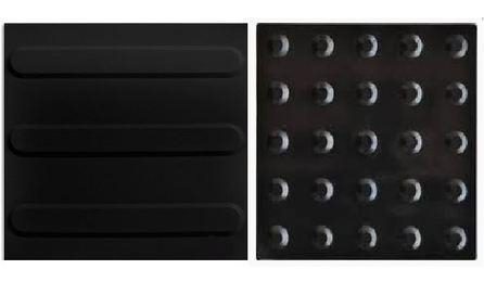 Foto do insumo SINAPI 38182 — PISO TATIL DE ALERTA OU DIRECIONAL DE BORRACHA, PRETO, 25 X 25 CM, E = 5 MM, PAR