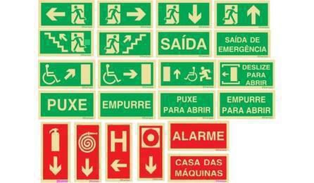 Foto do insumo SINAPI 37539 — PLACA DE SINALIZACAO DE SEGURANCA CONTRA INCENDIO, FOTOLUMINESCENTE, RETANGULAR,