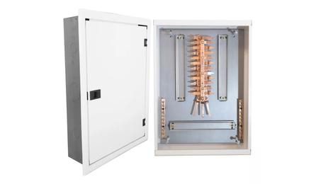 QUADRO DE DISTRIBUICAO COM BARRAMENTO TRIFASICO, DE EMBUTIR, EM CHAPA DE ACO GALVANIZADO, PARA 24 DISJUNTORES DIN, 100 A