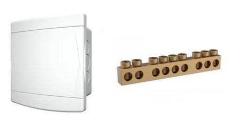 Foto do insumo SINAPI 39804 — QUADRO DE DISTRIBUICAO, EM PVC, DE EMBUTIR, COM BARRAMENTO TERRA / NEUTRO, PARA 