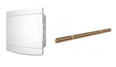 Foto do insumo SINAPI 39807 — QUADRO DE DISTRIBUICAO, EM PVC, DE EMBUTIR, COM BARRAMENTO TERRA / NEUTRO, PARA 