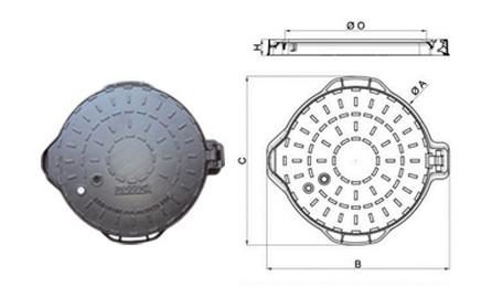 Foto do insumo SINAPI 11301 — TAMPAO FOFO ARTICULADO, COM BASE / REQUADRO, CLASSE B125 CARGA MAX 12,5 T, REDON
