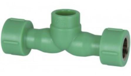 TE MISTURADOR COM INSERTO METALICO, FEMEA, PPR, DN 25 MM X 3/4", PARA AGUA QUENTE E FRIA PREDIAL