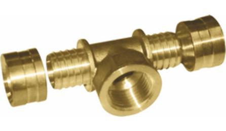 Foto do insumo SINAPI 38905 — TE ROSCA FEMEA, METALICO, PARA CONEXAO COM ANEL DESLIZANTE, DN 16 MM X 1/2", EM 