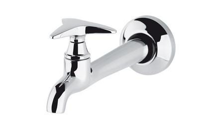 Foto do insumo SINAPI 13416 — TORNEIRA METALICA CROMADA, RETA, DE PAREDE, PARA COZINHA, SEM BICO, SEM AREJADOR