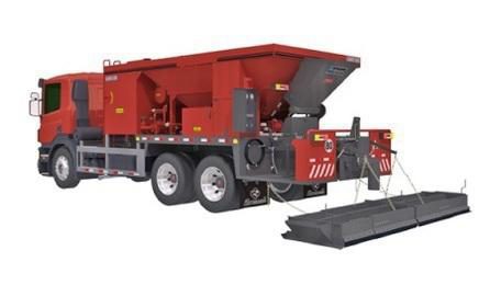 USINA DE LAMA ASFALTICA, PROD 30 A 50 T/H, SILO DE AGREGADO 7 M3, RESERVATORIOS PARA EMULSAO E AGUA DE 2,3 M3 CADA, MISTURADOR TIPO PUGG-MILL A SER MONTADO SOBRE CAMINHAO